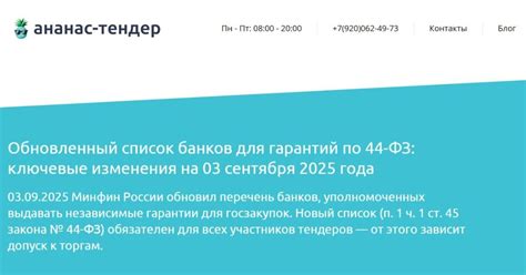 Новый перечень банков для независимых гарантий по 44-ФЗ: что изменилось и как это влияет на участников закупок